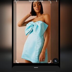 In The Style X Lorna Luxe Sold Out  Elegant Light Blue Strapless Dress with Bow